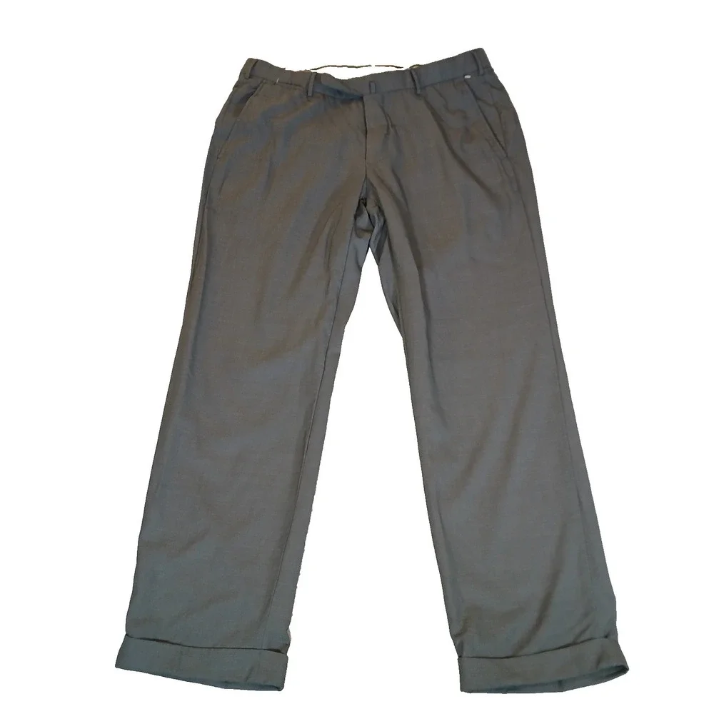 Ermenegildo Zegna High Performance Mens Dress Pants 34/30 Gray 100 % Wool Cuffed